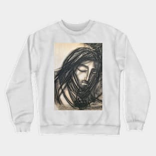 Jesus Christ Face charcoal illustration Crewneck Sweatshirt